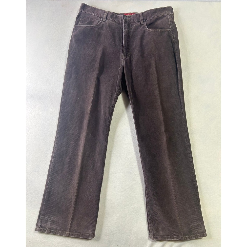 Unionbay Mens Corduroy Pants‎ Brown Straight Leg Five Pocket Casual Trousers